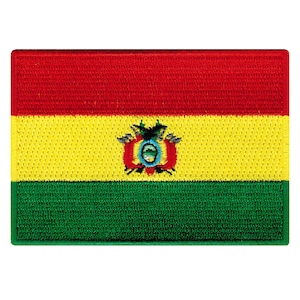 Patch da bandeira da Bolívia: aplique bordado para passar a ferro (8,9 x 6,3 cm)