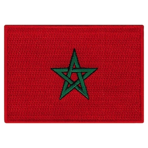 Écusson drapeau du Maroc : appliqué thermocollant brodé (3,5 x 2,5 pouces)