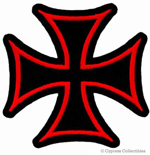 Maltese Cross Biker Patch Green On Black 2" Symbol Embroidered Iron On Applique Maltese Cross Biker Patch Green On Black 2" Symbol Embroidered Iron On Applique