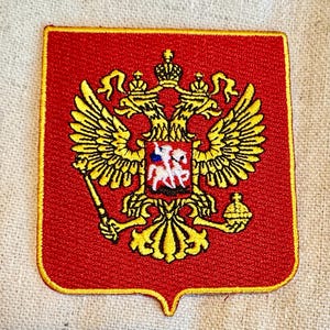 RUSSIA COAT of ARMS Patch iron-on embroidered applique Russian Eagle Shield National Logo