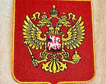 RUSSIA COAT of ARMS Patch iron-on embroidered applique Russian Eagle Shield National Logo