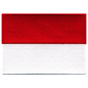 Indonesia Flag Patch: Embroidered Iron-On Applique (3.5x2.5-Inches)