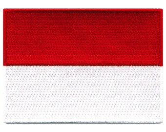 インドネシア国旗パッチ：刺繍アイロン接着アップリケ（3.5x2.5インチ）