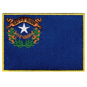 Nevada State Flag Patch: Embroidered Iron-On Applique (3.5x2.5-Inches)