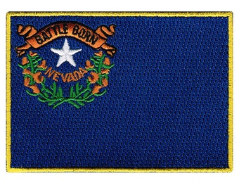 Nevada State Flag Patch: Embroidered Iron-On Applique (3.5x2.5-Inches)