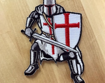 KNIGHTS TEMPLAR ARMOR Patch iron-on Embroidered White Crusades Religious Christian Military applique