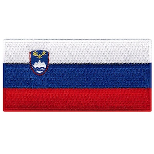 Slovenia Flag Patch: Embroidered Iron-On Applique (3.5x1.75-Inches)
