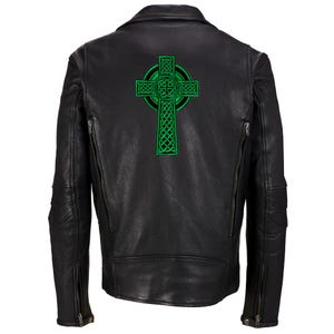 Large CELTIC CROSS PATCH iron-on embroidered Irish green crucifix religious Ireland emblem applique