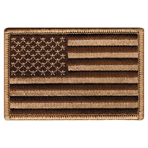 AMERICAN FLAG PATCH Camo Tan embroidered iron-on applique