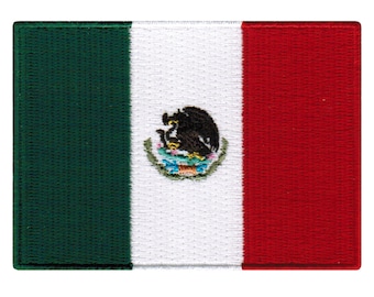 Mexico Flag Patch: Embroidered Iron-On Applique (3.5x2.5-Inches)