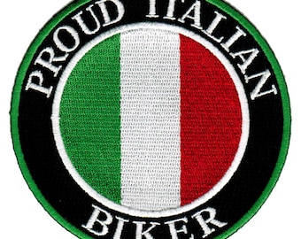 PROUD ITALIAN BIKER patch embroidered iron-on applique Italy Flag