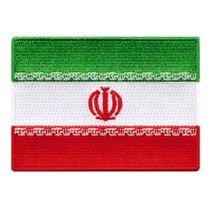 Iran Flag Patch: Embroidered Iron-On Applique (3.5x2.5-Inches)