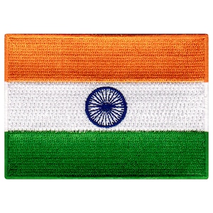 India Flag Patch: Embroidered Iron-On Applique (3.5x2.5-Inches)