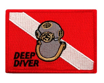 MARK V HELMET Flag PATCH Scuba Diving iron-on embroidered applique Deep Diver Down Emblem