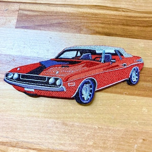 AMERICAN MUSCLE CAR patch iron-on embroidered applique car automobile red emblem