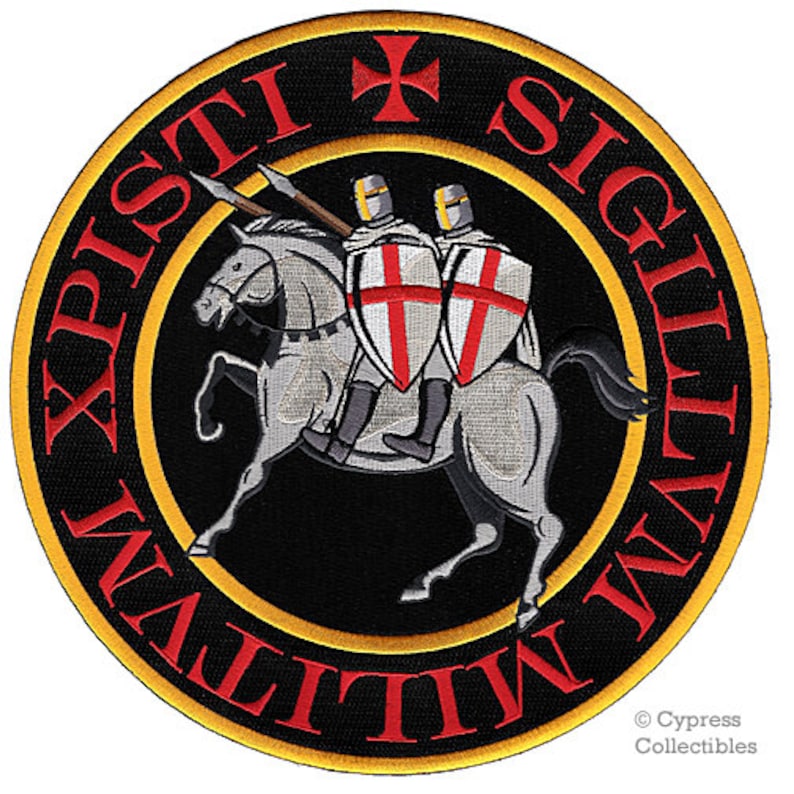 LARGE KNIGHTS TEMPLAR Seal Patch Ironon Embroidered Black Etsy