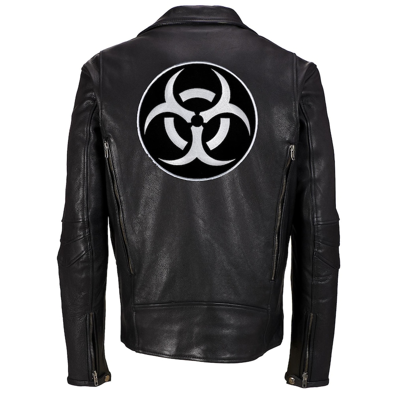 Large BIOHAZARD SYMBOL PATCH Iron-on Embroidered Zombie Warning Sign ...