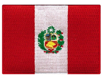 Peru Flagge Patch: Gestickte Aufbügler (3.5x2.5-Inches)