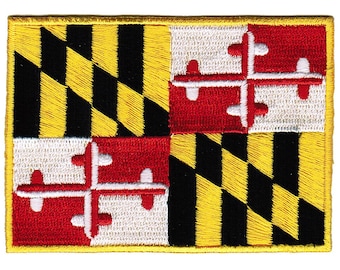 Maryland State Flag Patch: Embroidered Iron-On Applique (3.5x2.5-Inches)