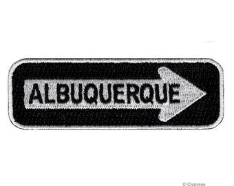 ALBUQUERQUE ROAD SIGN patch brodé en fer sur applique One Way Highway Traffic Sign Road Emblem Biker Symbol Arrow New Mexico