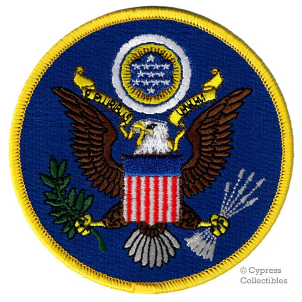 Grand SCEAU des ÉTATS-UNIS Patch Applique brodée en fer bleu Emblème de l’aigle américain