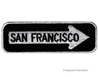 San FRANCISCO ROAD SIGN patch brodé en fer sur applique One Way Highway Traffic Sign Road Emblem Biker Symbol Arrow California