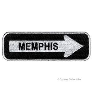 Memphis Road Sign Patch: Embroidered One Way Highway Emblem