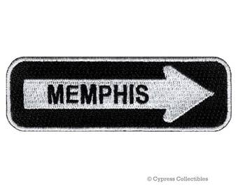 MEMPHIS ROAD SIGN patch embroidered iron-on applique One Way Highway Traffic Sign Road Emblem Biker Symbol Arrow applique Tennessee