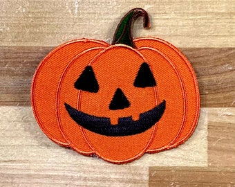 HALLOWEEN PUMPKIN PATCH iron-on embroidered Jack O'Lantern applique