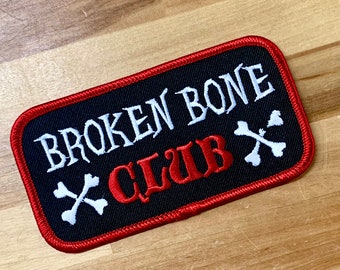 BROKEN BONE CLUB patch iron-on embroidered applique nametag emblem Motorcycle Crash Emblem