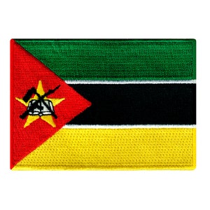 Mozambique Flag Patch: Embroidered Iron-On Applique (3.5x2.5-Inches)
