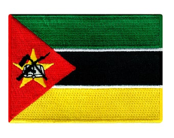 Parche de la bandera de Mozambique: aplique termoadhesivo bordado (8,9 x 6,35 cm)