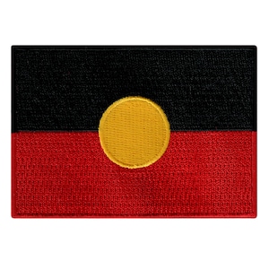 Australia Aboriginal Flag Patch: Embroidered Iron-On Applique (3.5x2.5-Inches)