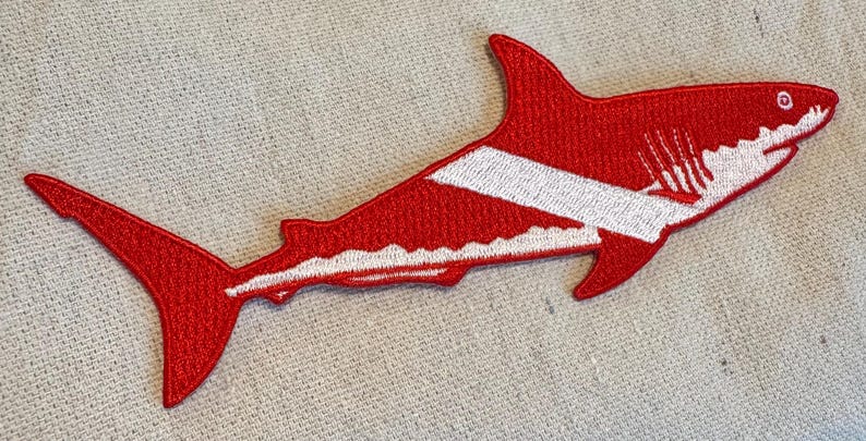 Great White Shark SCUBA Diver Down Flag Embroidered Patch (6-inch) - Etsy