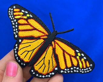 MONARCH BUTTERFLY PATCH iron-on embroidered applique Incredible Detail