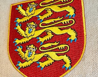 イングランド王室紋章 アイロン刺繍アップリケ 英国ライオンシールド