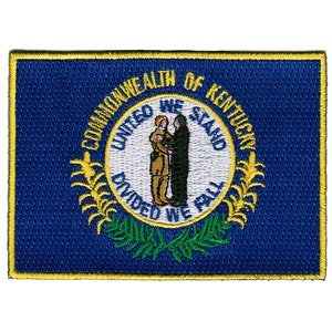 Kentucky State Flag Patch: Embroidered Iron-On Applique (3.5x2.5-Inches)