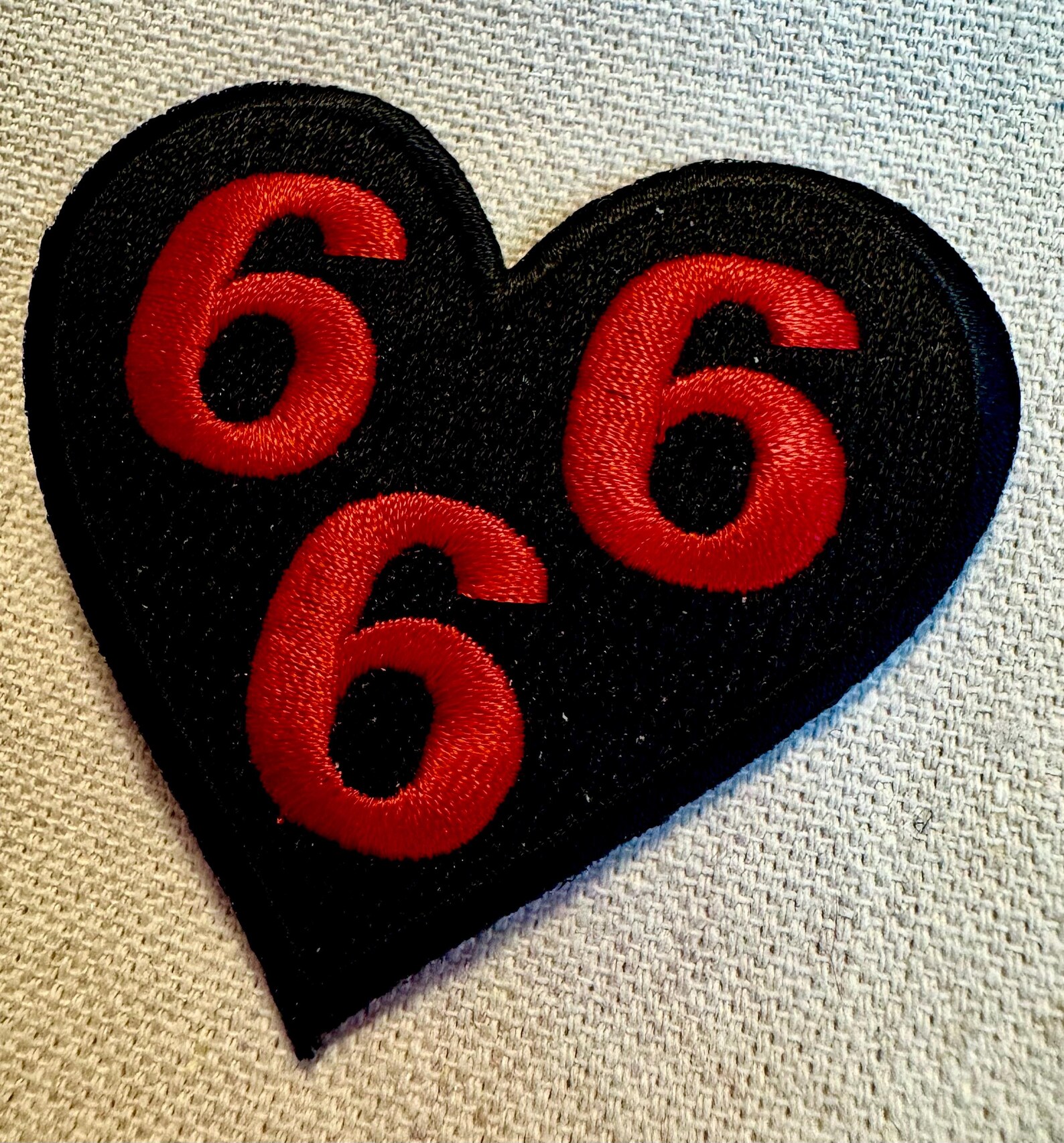 BLACK 666 HEART PATCH Iron-on Embroidered Anti-valentine's Day Devil ...