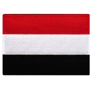 Yemen Flag Patch: Embroidered Iron-On Applique (3.5x2.5-Inches)