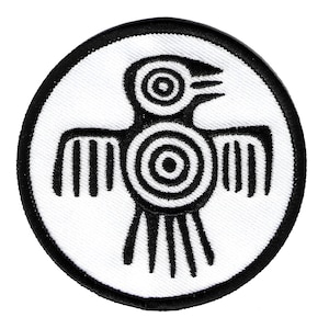 Aztec Spirit Bird Embroidered Patch: Mayan Symbol, 3-inch