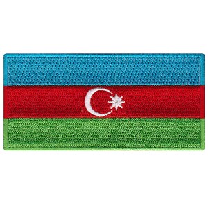 Azerbaijan Flag Patch: Embroidered Iron-On Applique (3.5x1.75-Inches)