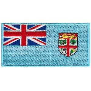 Fiji Flag Patch: Embroidered Iron-On Applique (3.5x1.75-Inches)