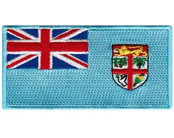 Fiji Flag Patch: Embroidered Iron-On Applique (3.5x1.75-Inches)
