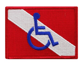 PATCH DE PLONGÉE HANDICAPÉ Diver Down Flag applique brodée fer sur Logo handicapé