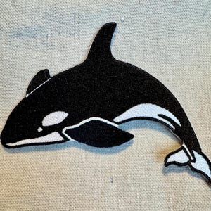 KILLER WHALE PATCH iron-on embroidered porpoise ocean mammal Orca applique