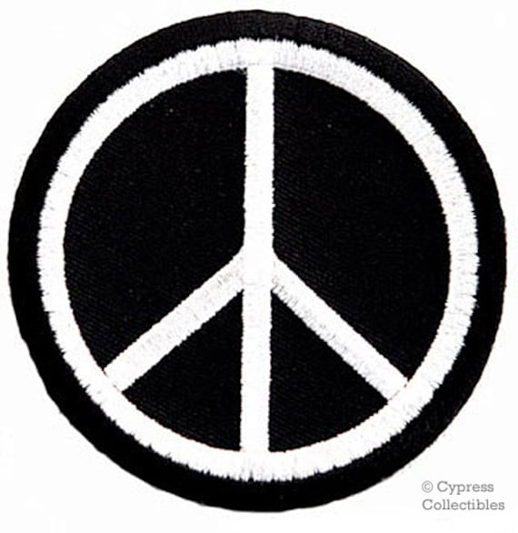 3/" Black Hippy Peace CND Sign Symbol embroidery patch