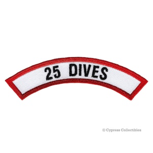 25 DIVES Certification Chevron PATCH Scuba Diving Experience iron-on embroidered applique Emblem
