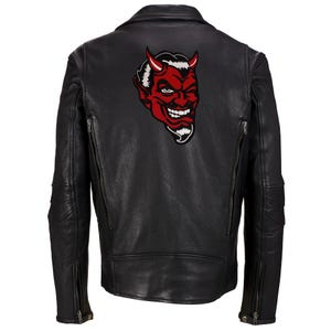 Large RED DEVIL PATCH iron-on embroidered applique 666 skull evil devil symbol biker Satan