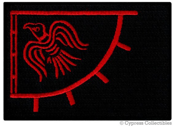 Viking Raven Banner Red Flag Patch Iron On Embroidered Etsy
