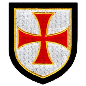 Tempelriddare Sköld Tygmärke Stryk-på Broderad Röda Korstågen Religiös Kristen Militär Applikation